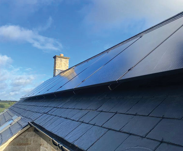 Amber Heating Solar PV Panels on a Farmhouse